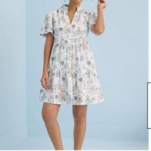 NEW Sewing Down South X Crown & Ivy Dress Charleston SC Novelty Print Small NWT